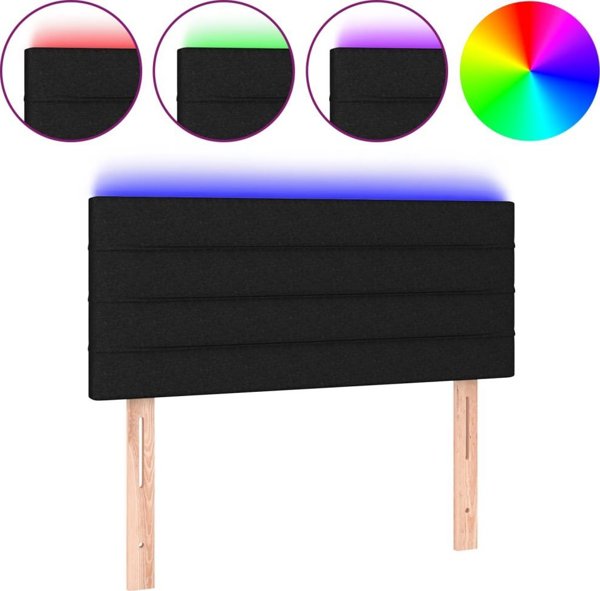 vidaXL Κεφαλάρι κρεβατιού με LED, μαύρο, 90x5x78/88 εκ., ύφασμα