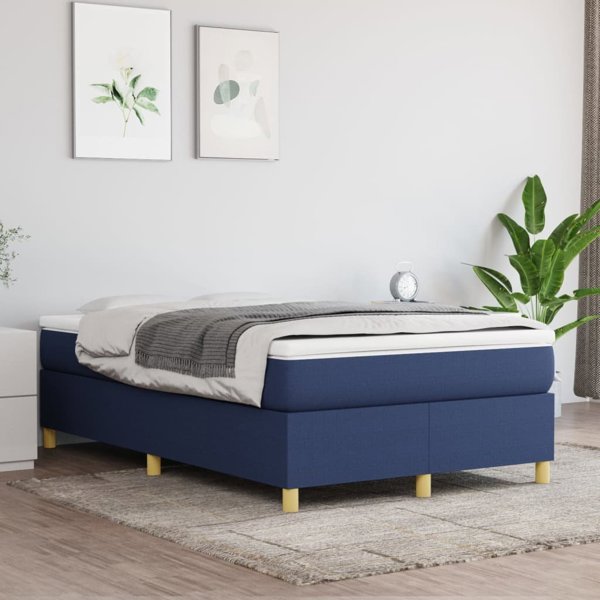 vidaXL Kρεβάτι continental, μπλε, με επένδυση ύφασμα, 120x200 εκ.