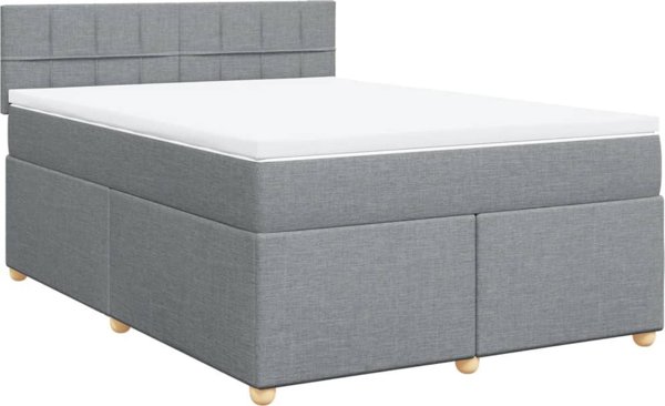 vidaXL Κρεβάτι continental με στρώμα ανοιχτό γκρι ύφασμα 140x190 εκ.