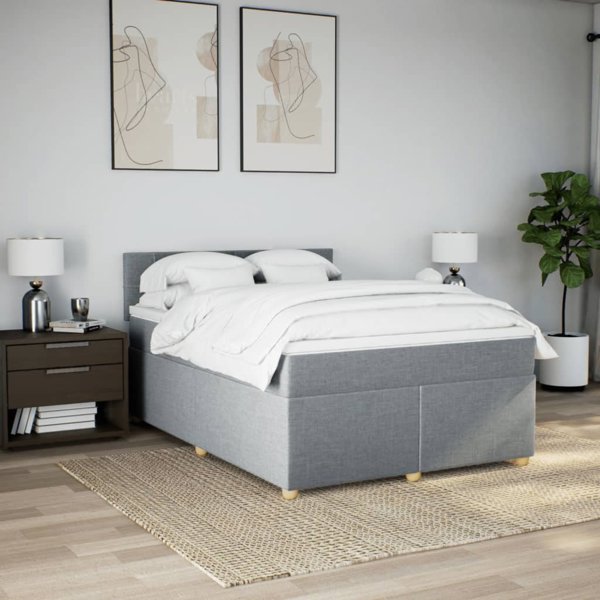 vidaXL Κρεβάτι continental με στρώμα ανοιχτό γκρι ύφασμα 140x190 εκ.