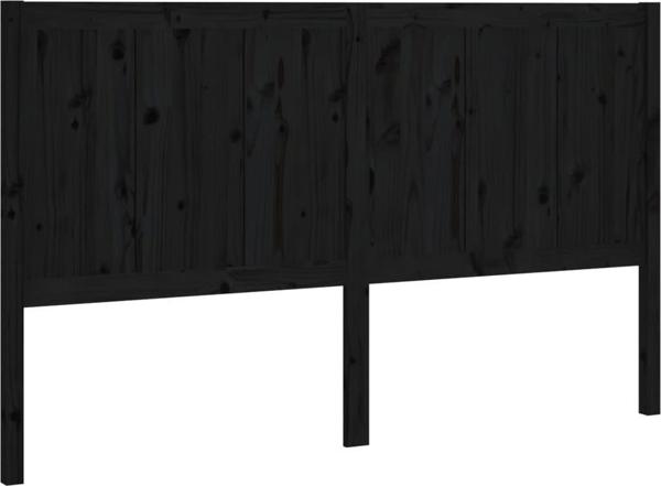 vidaXL Wezglowie lozka, czarne, 205,5x4x100 cm, lite drewno sosnowe