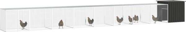 vidaXL Κλουβί για κοτόπουλα, ανθρακί, 900x91x100 cm, ατσάλι