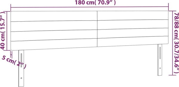 vidaXL Κεφαλάρι κρεβατιού με LED, ανοιχτό γκρι, 180x5x78/88 εκ., ύφασμα