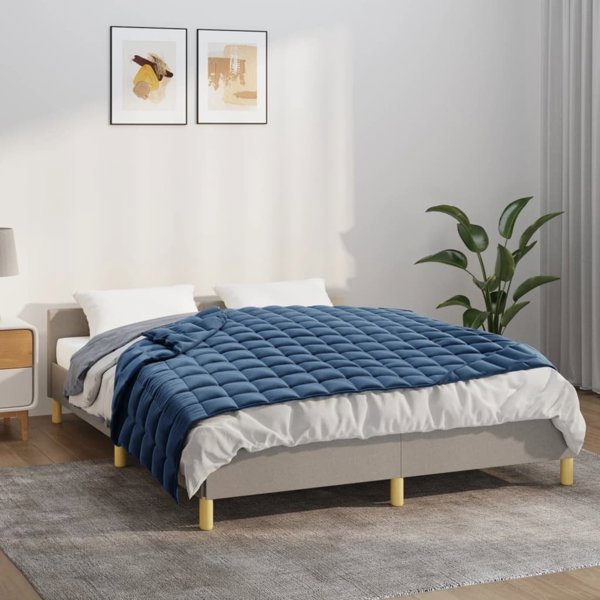 vidaXL Βαρύ Κουβέρτα, μπλε, 150x200 εκ., 11 κιλά, υφασμάτινη