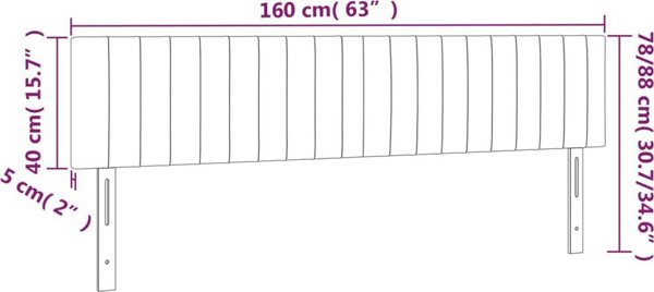 vidaXL Zaglowek do lozka me LED niebieski 160x5x78/88 cm tkanina