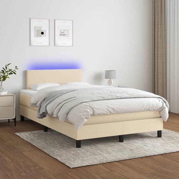 vidaXL Λουτζκο κοντινενταλ με στρωμα, κρεμ, 120x200 εκ, υφασμα