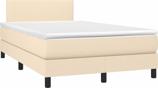 vidaXL Λουτζκο κοντινενταλ με στρωμα, κρεμ, 120x200 εκ, υφασμα