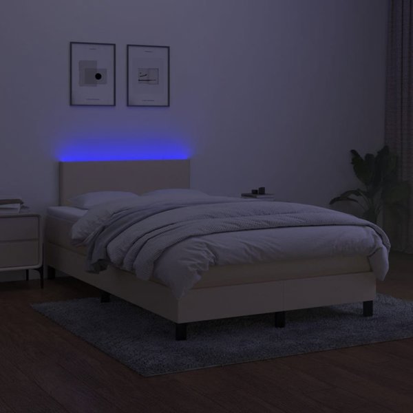 vidaXL Λουτζκο κοντινενταλ με στρωμα, κρεμ, 120x200 εκ, υφασμα