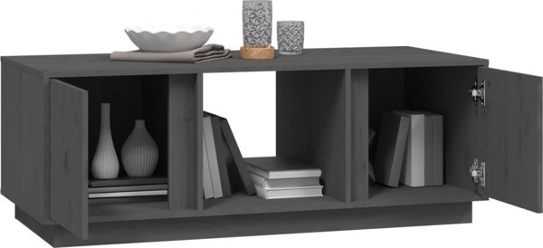 vidaXL Stolik kawowy, szary, 110x50x40 cm, lite drewno sosnowe