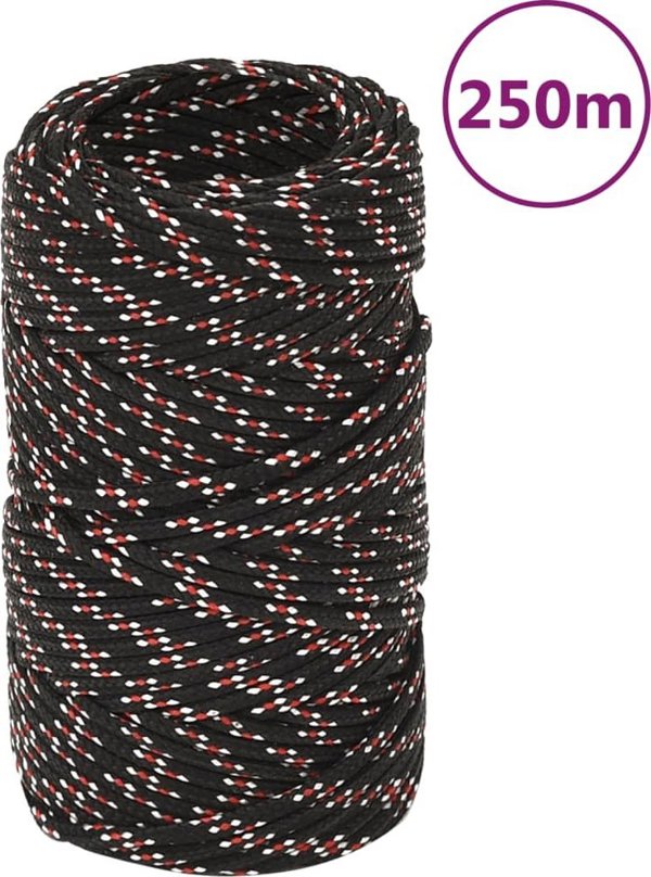 vidaXL Ναυτικό σχοινί, μαύρο, 2 mm, 250 m, πολυπροπυλένιο