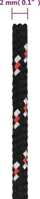 vidaXL Ναυτικό σχοινί, μαύρο, 2 mm, 250 m, πολυπροπυλένιο