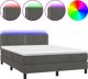 vidaXL Κρεβάτι Κοντινένταλ με Στρώμα και LED, Γκρι Βελούδο, 140x200 cm