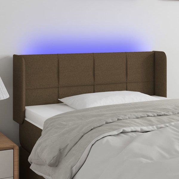 vidaXL Κεφαλάρι κρεβατιού με LED, σκούρο καφέ, 83x16x78/88 εκ., ύφασμα