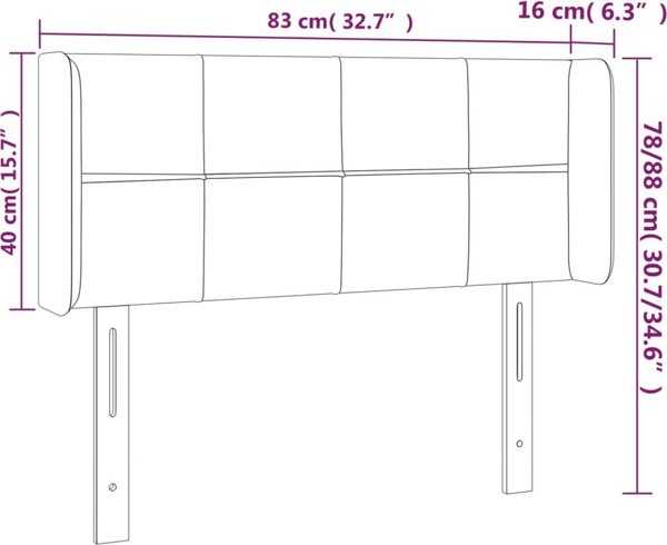 vidaXL Κεφαλάρι κρεβατιού με LED, σκούρο καφέ, 83x16x78/88 εκ., ύφασμα