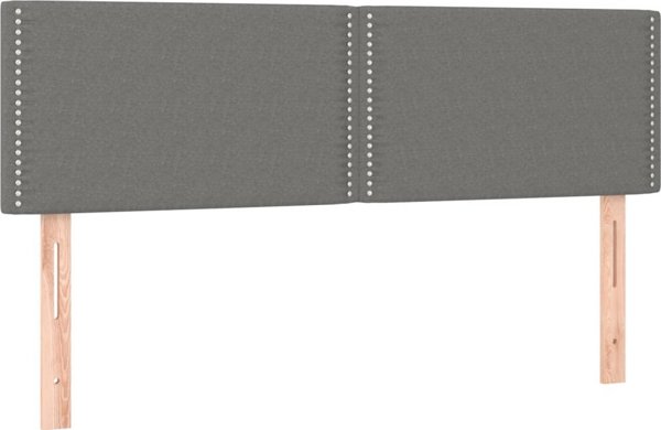 vidaXL Κεφαλάρι για κρεβάτι με LED σκούρο γκρι 144x5x78/88 εκ ύφασμα