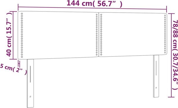 vidaXL Κεφαλάρι για κρεβάτι με LED σκούρο γκρι 144x5x78/88 εκ ύφασμα