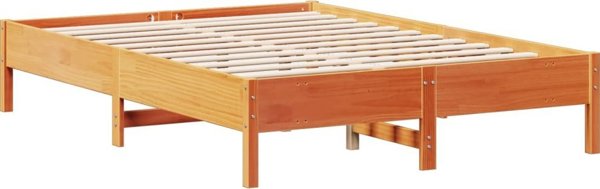 vidaXL Κρεβάτι με Ράφι 140x200 cm από Στερεό Πεύκο χωρίς Στρώμα