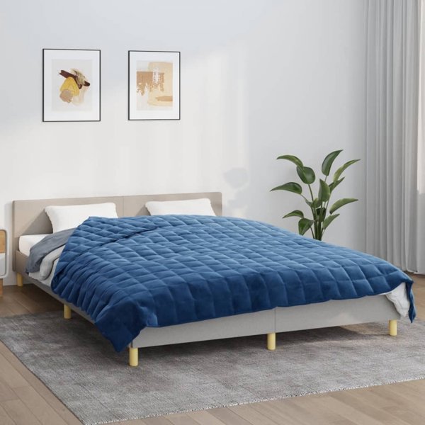 vidaXL Kουβέρτα με βαρίδια, μπλε, 220x235 εκ, 11 κιλά, ύφασμα