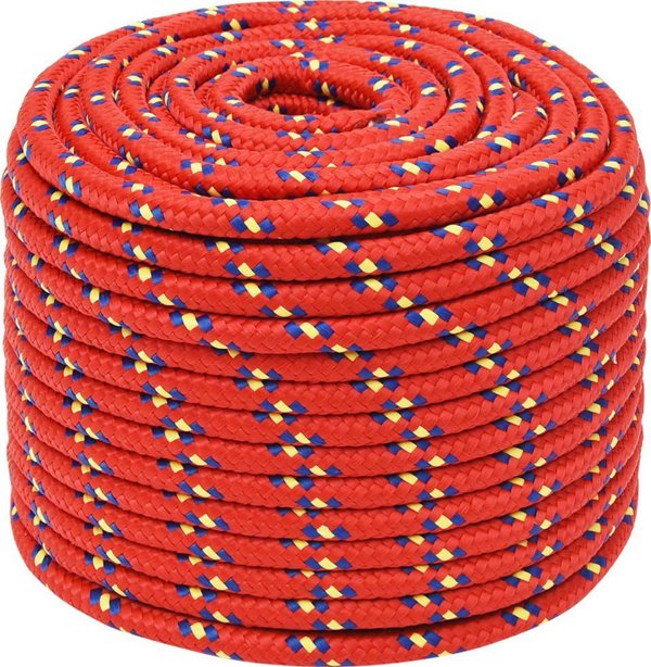 vidaXL Linka zeglarska, kokkino, 14 mm, 100 m, polipropylen