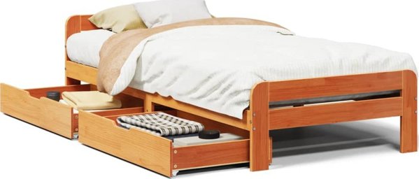vidaXL Κά FRAME κρεβατιού χωρίς στρώμα, κεχριμπαρί καφέ, 75x190 εκ., πεύκο