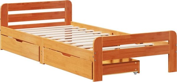 vidaXL Κά FRAME κρεβατιού χωρίς στρώμα, κεχριμπαρί καφέ, 75x190 εκ., πεύκο