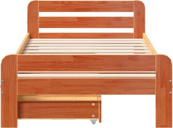 vidaXL Κά FRAME κρεβατιού χωρίς στρώμα, κεχριμπαρί καφέ, 75x190 εκ., πεύκο