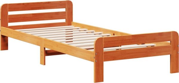 vidaXL Κά FRAME κρεβατιού χωρίς στρώμα, κεχριμπαρί καφέ, 75x190 εκ., πεύκο
