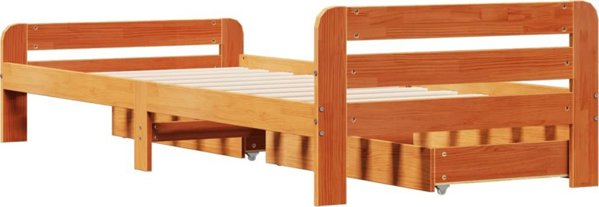 vidaXL Κά FRAME κρεβατιού χωρίς στρώμα, κεχριμπαρί καφέ, 75x190 εκ., πεύκο