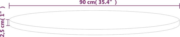 vidaXL Στρογγυλή επιφάνεια για τραπέζι, 90x2,5 cm, από ακατέργαστο δρύινο ξύλο