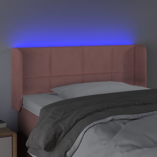 vidaXL Κεφαλάρι Κρεβατιού με LED, Ροζ, 83x16x78/88 εκ., Βελούδο