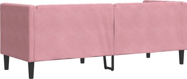 vidaXL Καναπές Chesterfield με κυλίνδρους, τριθέσιος, ροζ, βελούδο