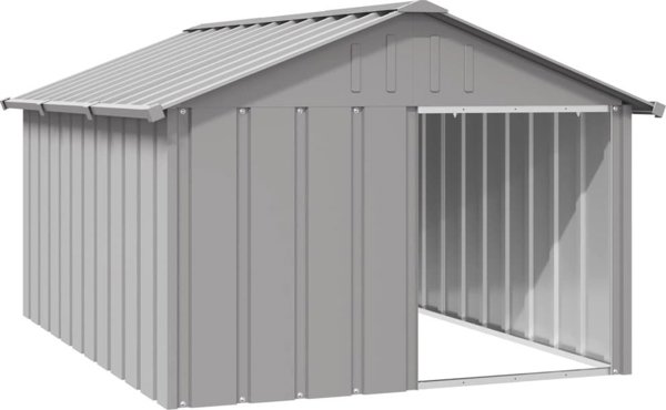 vidaXL vidaXL Buda dla psa, szara, 116,5x153x81,5 cm, stal