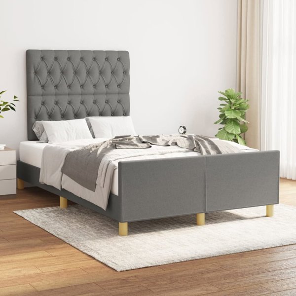 vidaXL Κεφαλάρι κρεβατιού, σκουρόγκρι, 120x200 cm, υφασμάτινο
