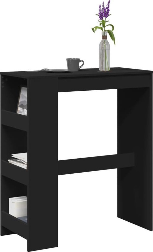 vidaXL Μπαρ τραπέζι με ράφια, μαύρο, 90x40x103,5 εκ.