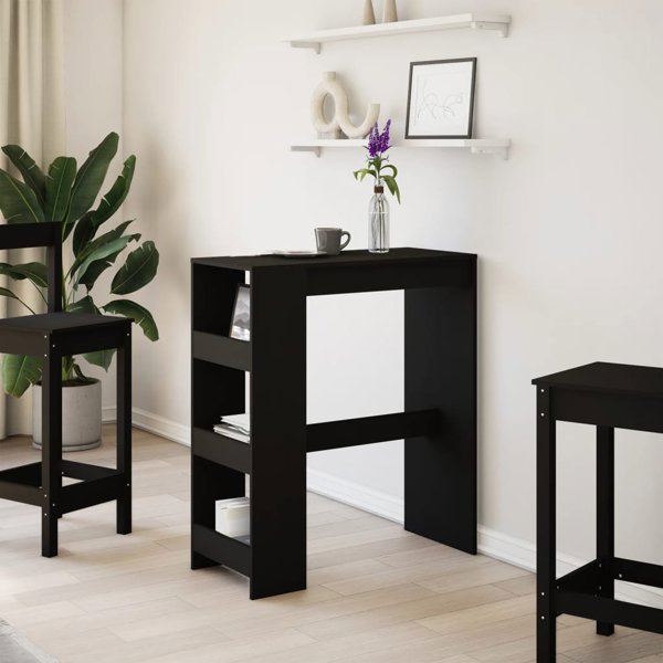 vidaXL Μπαρ τραπέζι με ράφια, μαύρο, 90x40x103,5 εκ.