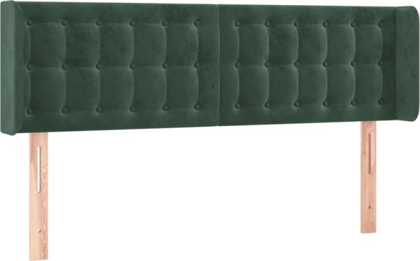 vidaXL Κεφαλάρι για κρεβάτι με LED, σκούρο πράσινο, 147x16x78/88cm, βελούδο