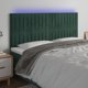 Κεφαλάρι κρεβατιού με LED, σκούρο πράσινο, 160x5x118/128 cm