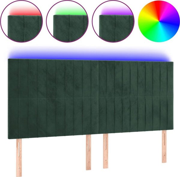Κεφαλάρι κρεβατιού με LED, σκούρο πράσινο, 160x5x118/128 cm