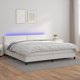 vidaXL Λευκό κρεβάτι κοντινένταλ με στρώμα και LED, λευκή οικοδερμα 200x200cm