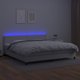 vidaXL Λευκό κρεβάτι κοντινένταλ με στρώμα και LED, λευκή οικοδερμα 200x200cm
