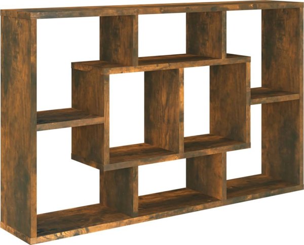 vidaXL Επιτοίχιο ράφι, καπνιστό δρυς, 85x16x52,5 εκ.