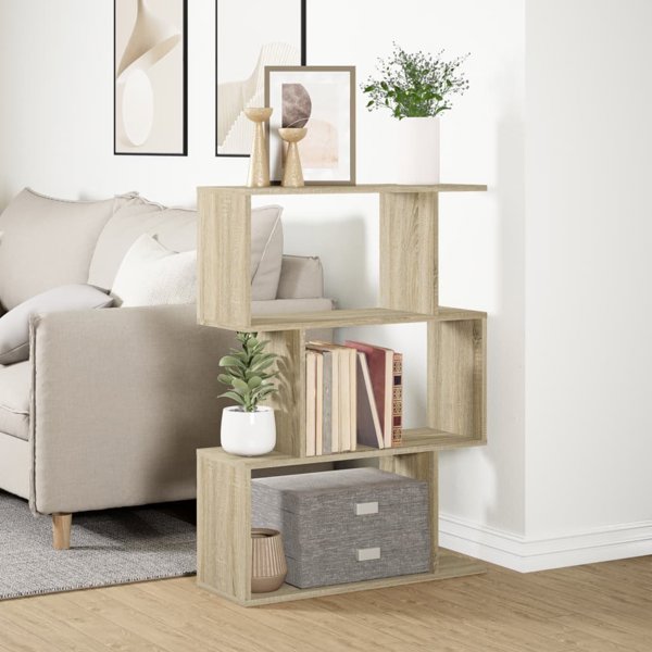 vidaXL Regal przegroda, 3 poziomy, dab sonoma, 70x24x97 cm