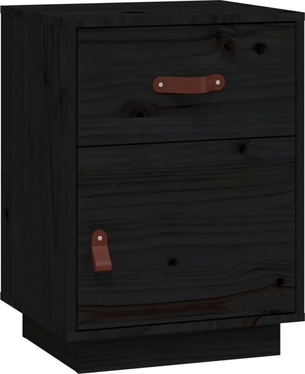 vidaXL vidaXL Szafka nocna, czarna, 40x34x55 cm, lite drewno sosnowe