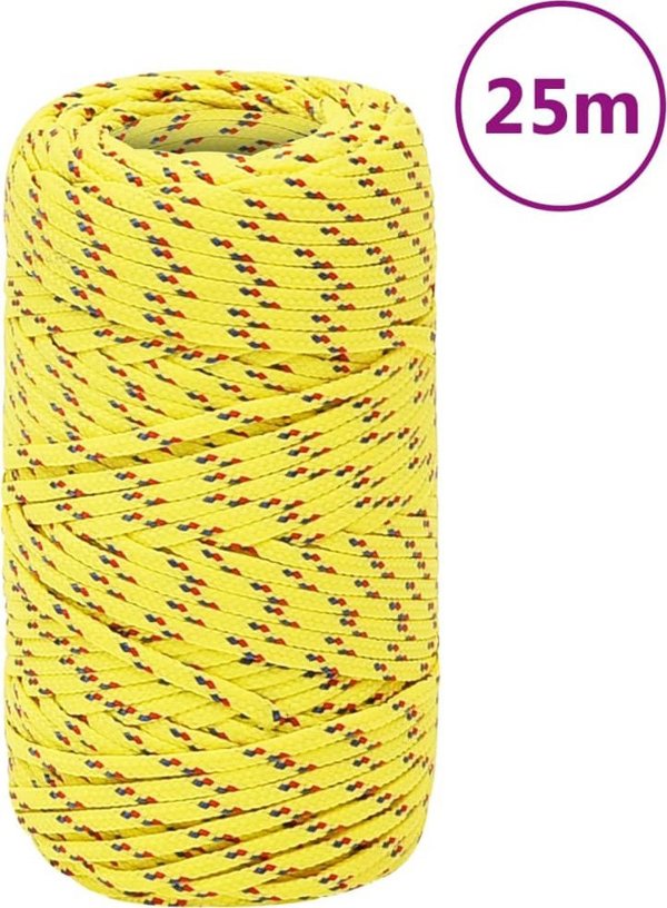 vidaXL Linka zeglarska, zolta, 2 mm, 25 m, polipropylen