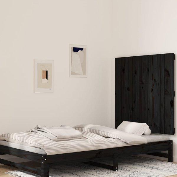 vidaXL Μεταλλικό κεφαλάρι κρεβατιού, μαύρο, 95,5x3x90 cm, από μασίφ πεύκο
