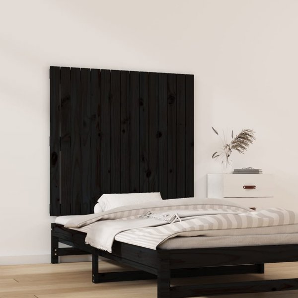 vidaXL Μεταλλικό κεφαλάρι κρεβατιού, μαύρο, 95,5x3x90 cm, από μασίφ πεύκο