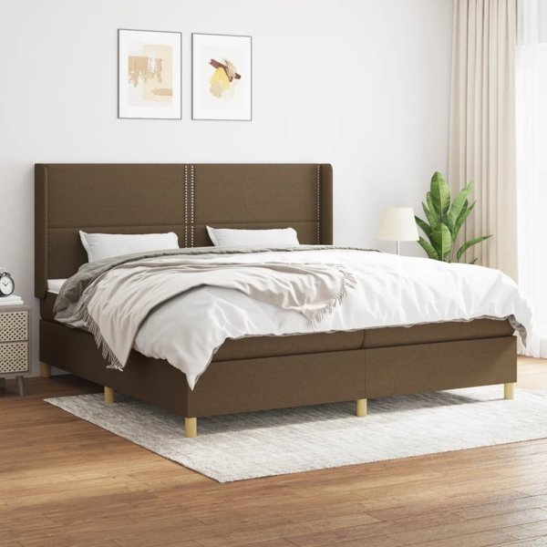 vidaXL Κρεβάτι Continental με στρώμα, καφέ ύφασμα 200x200 εκ.