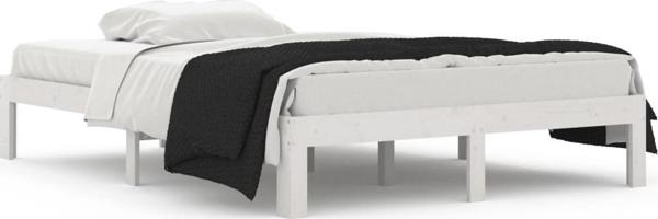 vidaXL Κρεβατοκάμαρα Λευκή, Μασίφ Ξύλο, 135x190 cm, Διπλό 4FT6