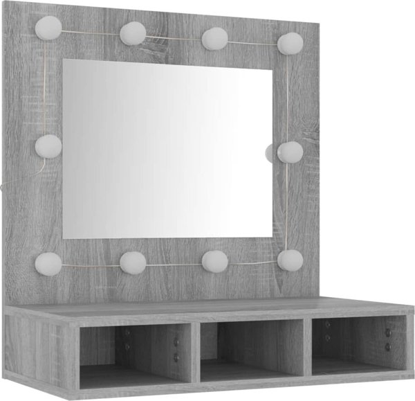 vidaXL Nτουλάπι me kathrefti kai LED, gri oak sonoma, 60x31.5x62 cm