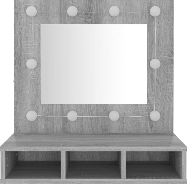 vidaXL Nτουλάπι me kathrefti kai LED, gri oak sonoma, 60x31.5x62 cm